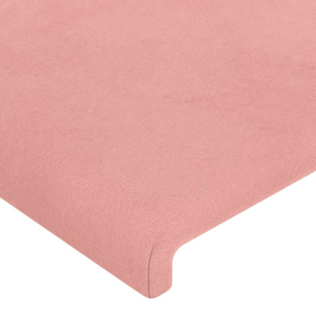 vidaXL Hoofdbord met randen 103x16x118/128 cm fluweel roze