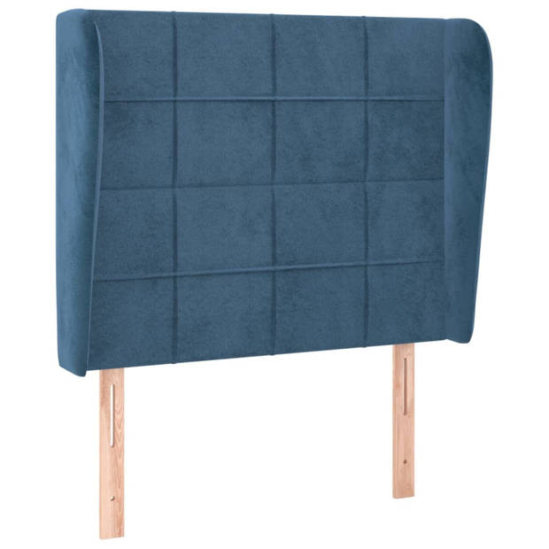 vidaXL Hoofdbord met randen 83x23x118/128 cm fluweel donkerblauw