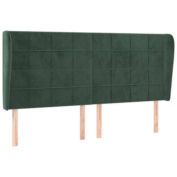 vidaXL Hoofdbord met randen 163x23x118/128 cm fluweel donkergroen