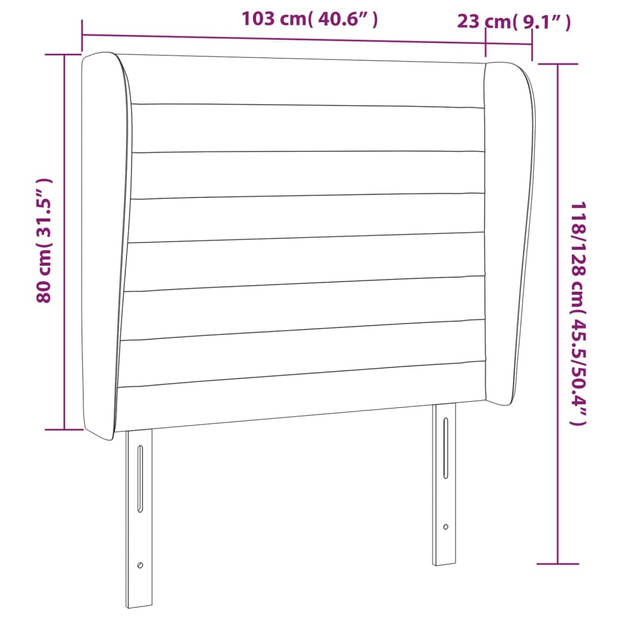 vidaXL Hoofdbord met randen 103x23x118/128 cm stof blauw