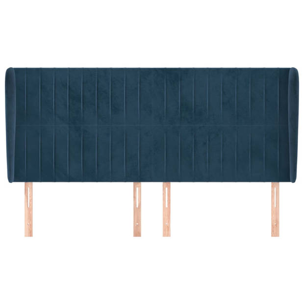 vidaXL Hoofdbord met randen 203x23x118/128 cm fluweel donkerblauw