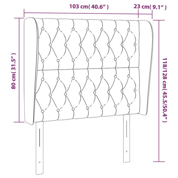 vidaXL Hoofdbord met randen 103x23x118/128 cm stof donkerbruin