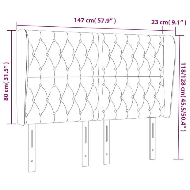 vidaXL Hoofdbord met randen 147x23x118/128 cm stof groen