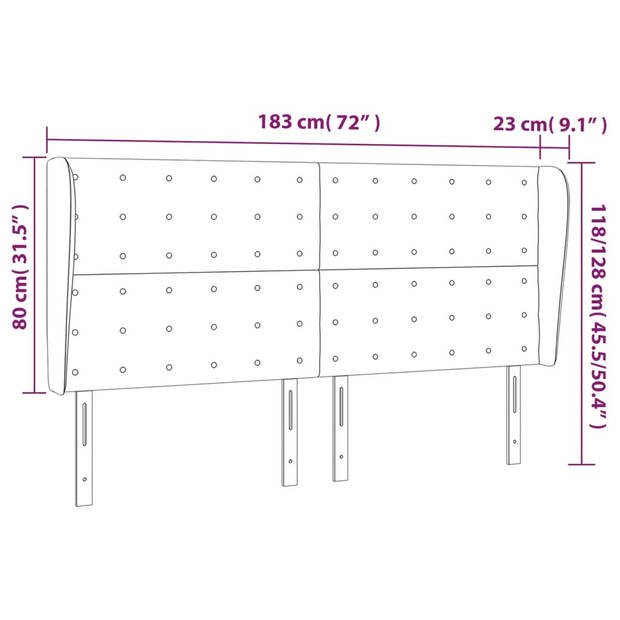 The Living Store Hoofdbord - Hoofdbord - 183x23x118/128 cm - Lichtgrijs