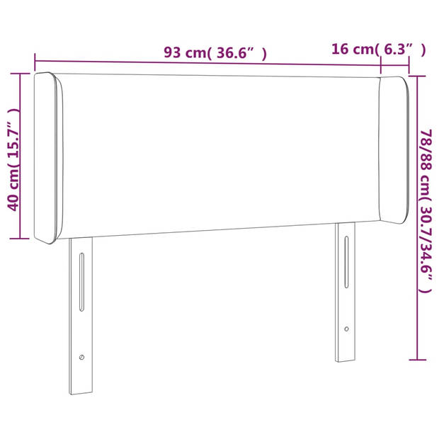 vidaXL Hoofdbord met randen 93x16x78/88 cm kunstleer wit