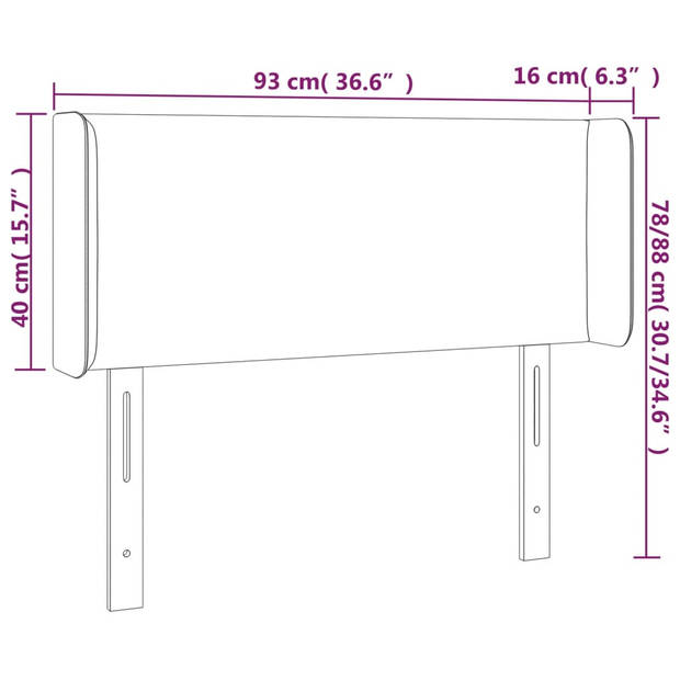 vidaXL Hoofdbord met randen 93x16x78/88 cm kunstleer zwart