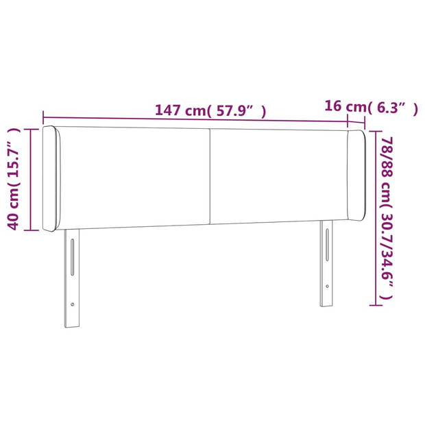 vidaXL Hoofdbord met randen 147x16x78/88 cm kunstleer cappuccinokleur