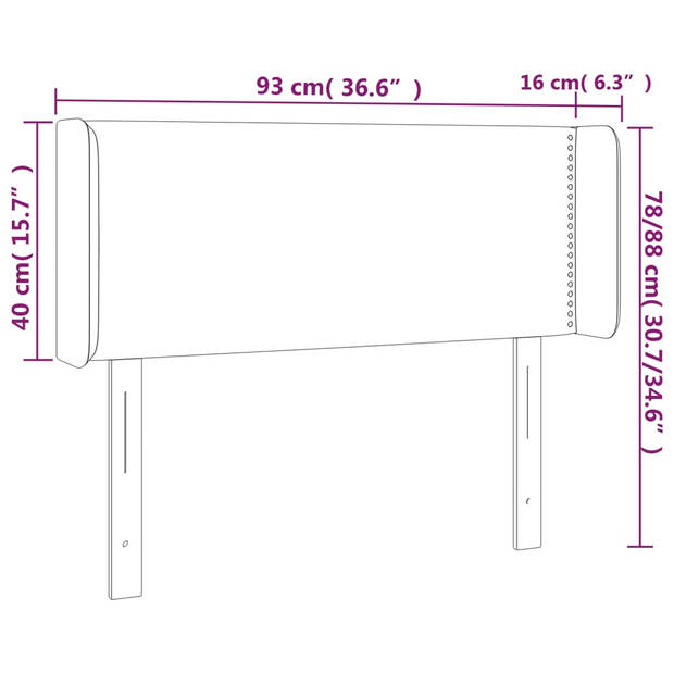 vidaXL Hoofdbord met randen 93x16x78/88 cm kunstleer wit