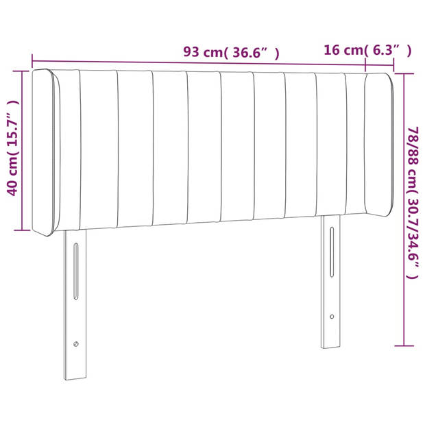 vidaXL Hoofdbord met randen 93x16x78/88 cm stof lichtgrijs