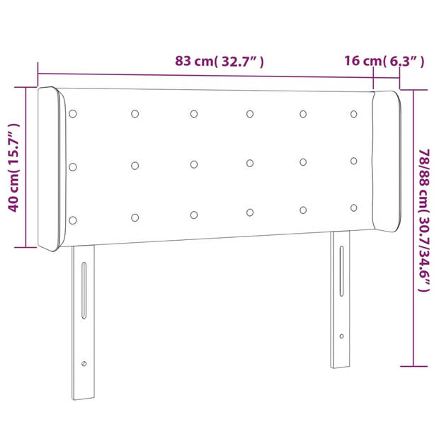 vidaXL Hoofdbord LED 83x16x78/88 cm fluweel lichtgrijs