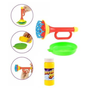 Bellenblaas speelgoed setje met blaas trompet - Bellenblaas