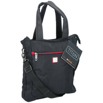 Titan Schoudertas met Rits - Tote Bag - 33,5 x 6,5 x 33,5 CM - Ideaal voor Werk en Reizen - Zwart/Rood