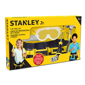 Stanley Gereedschap Set voor Kinderen - Hamer - Schroevendraaier - Veiligheidsbril - Liniaal - Gereedschapsriem