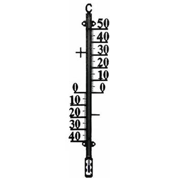 Buitenthermometer - metaal - 38 cm - zwart - Buitenthermometers
