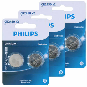 Philips knoopcel batterijen CR2450 - 6x stuks - Knoopcel batterijen