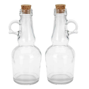 Alpina Olie-en azijnfles set - met kurk - glas - 250 ml - Olie- en azijnstellen