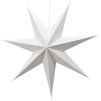 1x Witte glitter kerstster lampionnen met E14 fitting 60 cm - Kerststerren