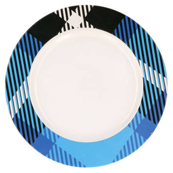 Bord kunststof wit/blauw motief 33 cm - Kaarsenplateaus