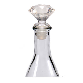 Wijnstopper/flessenstopper - kunststof - diamant geslepen look - 7 x 4 cm - Wijnafsluiters