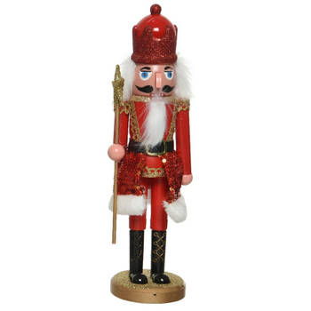Kerstbeeldje kunststof notenkraker poppetje/soldaat rood 28 cm kerstbeeldjes - Kerstbeeldjes
