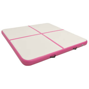 vidaXL Gymnastiekmat met pomp opblaasbaar 200x200x10 cm PVC roze