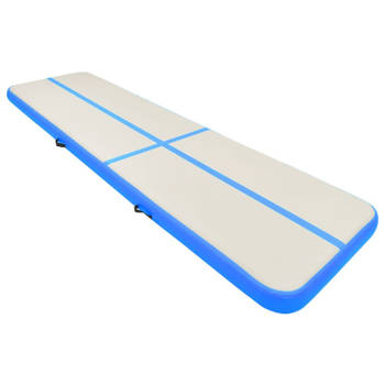 vidaXL Gymnastiekmat met pomp opblaasbaar 600x100x20 cm PVC blauw