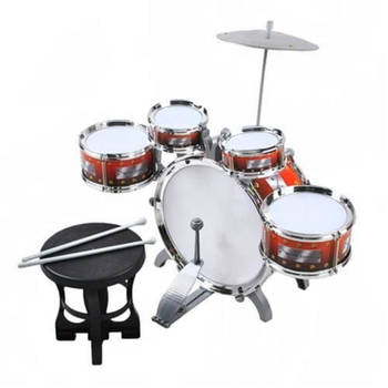 Drumstel voor kinderen met 4 trommels en een xl Bass - Inclusief drumbekken en krukje - Drummen voor kids