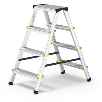 Blokker Trapje - Opstapje - Dubbelzijdige aluminium trapladder - 2 x 4 treden - max 150kg aanbieding