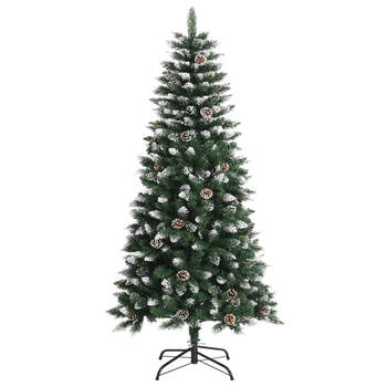The Living Store Kunstkerstboom - 120 cm - Groen en wit - Met scharnierconstructie - Volle kerstboom - Stevig standaard