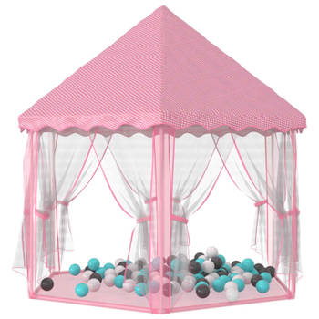 vidaXL Prinsessenspeeltent met 250 Ballen 133x140 cm roze