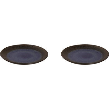 Palmer Bord Tama 22 cm Zwart Blauw Stoneware 2 stuks