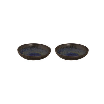 Palmer Bord diep Tama 22 cm Zwart Blauw Stoneware 2 stuks