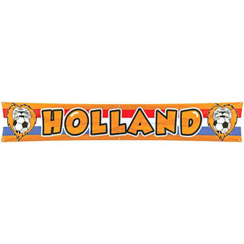 1x Mega oranje Holland spandoek 370 x 60 cm - Feestdecoratievoorwerp