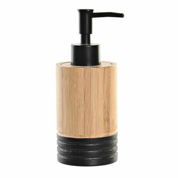 Zeeppompje/dispenser bruin/zwart bamboe hout 7 x 17 cm - Zeeppompjes