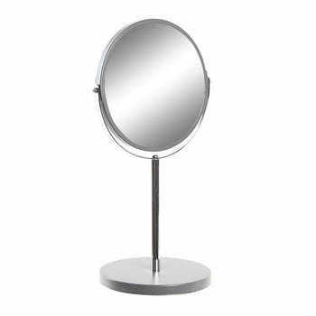 Items Make-up spiegel op standaard - rond - RVS - zilverkleurig - 34 cm - Make-up spiegeltjes