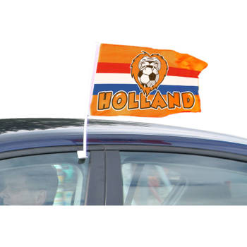 2x stuks Oranje Holland autovlaggen 30 x 45 cm - Feestdecoratievoorwerp