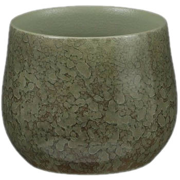 Mica Decorations - Plantenpot/bloempot - Terracotta - groen - D16 x H13 cm - Plantenpotten