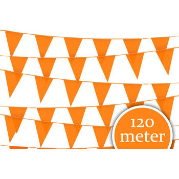 Oranje Versiering 12 stuks Vlaggenlijn 10 meter Oranje Vlaggetjes