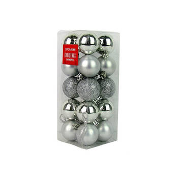 Kerstballen Zilver ?4 cm - Mat & Glimmend - 20 Kerstballen