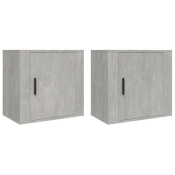 vidaXL Nachtkastjes 2 st wandgemonteerd 50x30x47 cm betongrijs