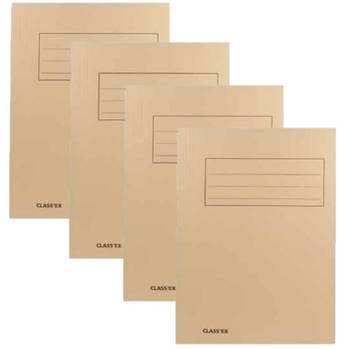 Set van 4x stuks kantoor opslag A4-size dossiermap/verzamelmap van 24 x 35 cm beige van karton - Opbergmap