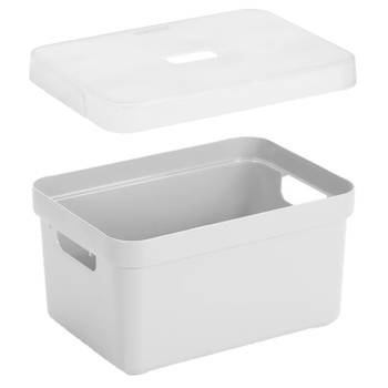 2x stuks opbergboxen/opbergmanden wit van 5 liter kunststof met transparante deksel - Opbergbox