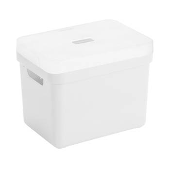 Opbergboxen/opbergmanden wit van 18 liter kunststof met transparante deksel - Opbergbox