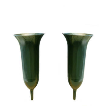 Set van 2x stuks grafbloemen vazen van plastic groen 25 cm op prikker - Vazen