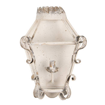 HAES DECO - Wandlamp - Shabby Chic - Vintage / Retro Lamp, 33x18x49 cm - Gebroken wit Metaal - Muurlamp, Sfeerlamp