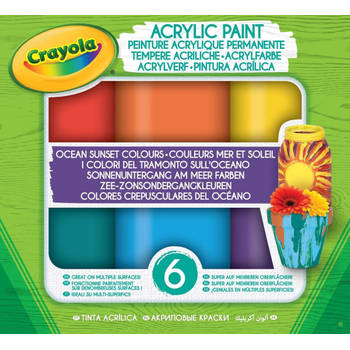 Crayola Acrylverf Ocean-Sunset tinten - 6st.