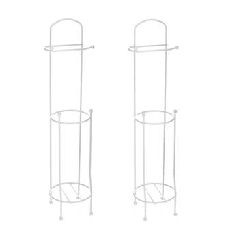Set van 2x stuks staande wc/toiletrolhouders met reservoir wit 66 cm van metaal - Toiletrolhouders
