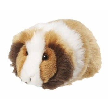 Nature Planet pluche Cavia knuffeldier - 13 cm - bruin/wit - Huisdieren knuffels - mooie kwaliteit - Knuffel huisdieren