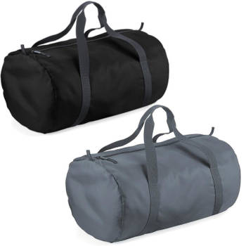 Set van 2x kleine sport/draag tassen 50 x 30 x 26 cm - Zwart en Grijs - Sporttassen
