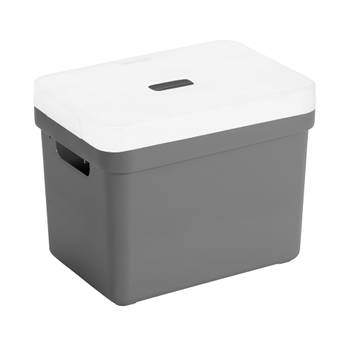 Opbergboxen/opbergmanden antraciet van 18 liter kunststof met transparante deksel - Opbergbox